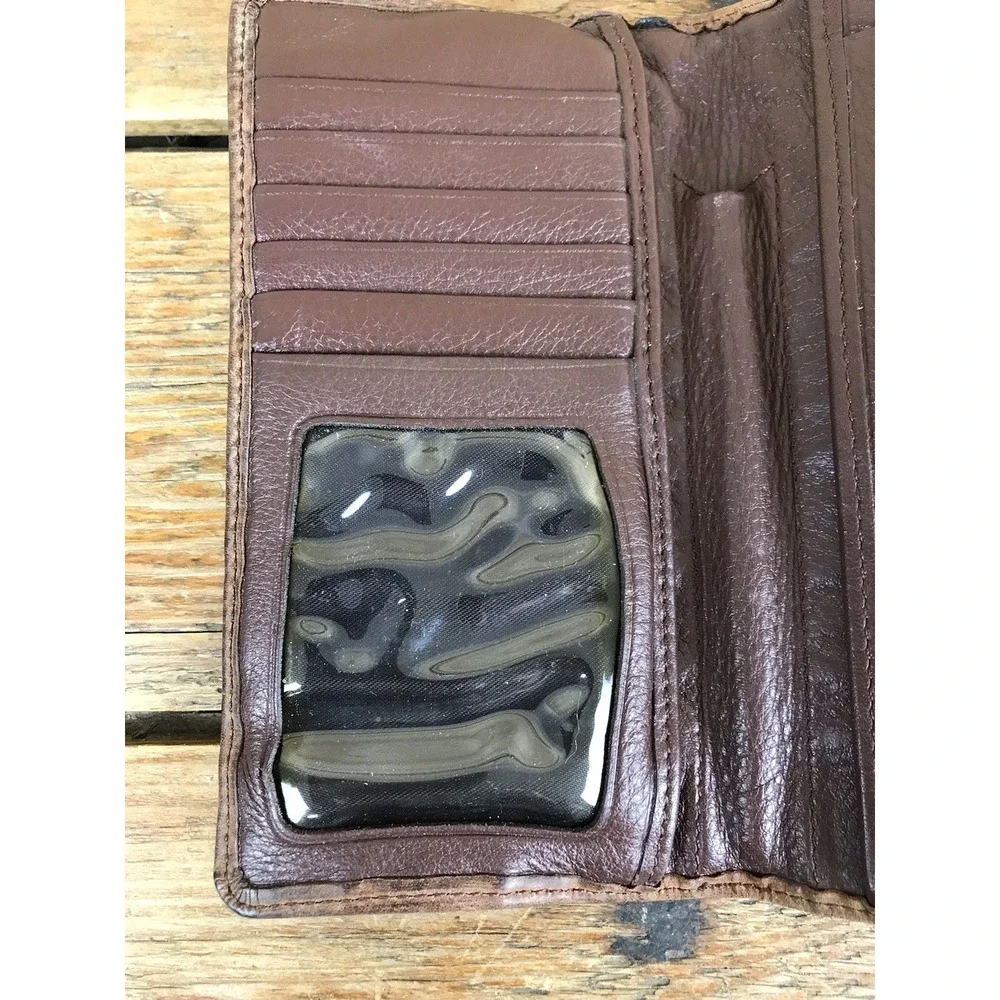 Silver Creek Concho Brown Leather Checkbook Wallet Western